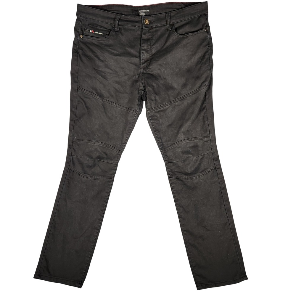 Fried Denim Moto Jeans Mens 38x32‎ Black Excellent Slim Fit Biker Pants